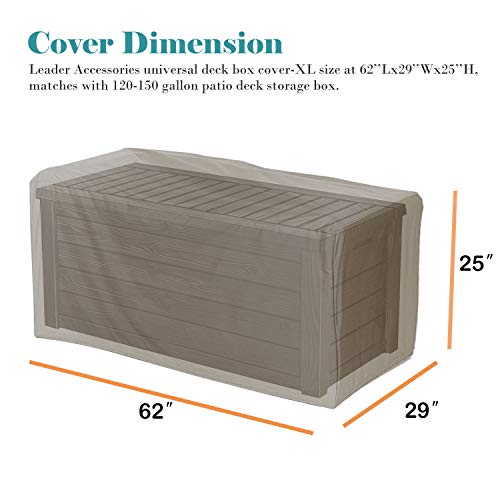 Leader Accessories Waterproof Deck Box/Storage Ottoman Bench Cover for Keter/Lifetime/Suncast/Rubbermaid Deck Box XL-Size