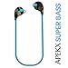 APEKX Wireless 4.1 Bluetooth Stereo In-Ear Lightweight Headphones, Earbuds, Earphones, Headset (Sports, Running, Jogging, Gym, Workout with Mic QY7 Blue Secure Fit Ear Hooks)
