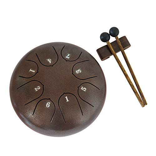 Luvay Steel Tongue Drum - 8 Notes 6 inches - Percussion Instrument - with Pouch, Book, Mallets, Finger Picks