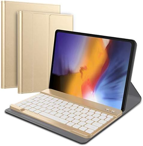 iPad Pro 12.9 Inch Keyboard Case, iPad Pro 12.9 inch 2018 Leather Tablet Bumper Shell, Wireless USA Keyboard , Auto Magnetic Sleep/ Wake Full Body Protective Tablet Protector Bumper Shell Golden