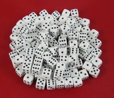 White Opaque Dice 5mm d6 250ea