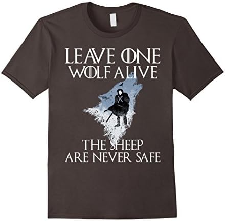 Mens LEAVE ONE WOLF ALIVE AND THE SHEEP ARE NEVER SAFE SHIRT Small Asphalt