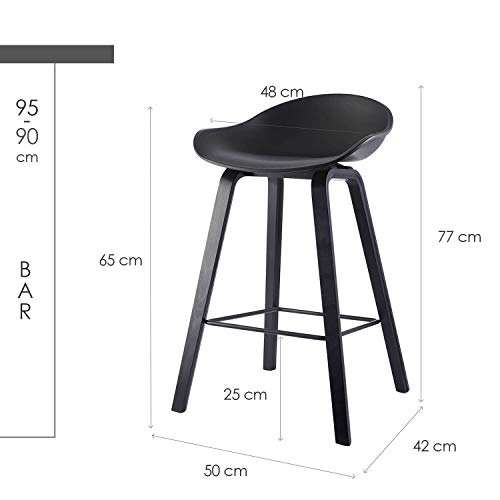 Damiware Romeo Barstuhl - Holzrahmen/Kunststoff - Farbe Schwarz - Barhocker für Hausbar oder Tresen - Bar Stuhl - 65cm – Bild 6