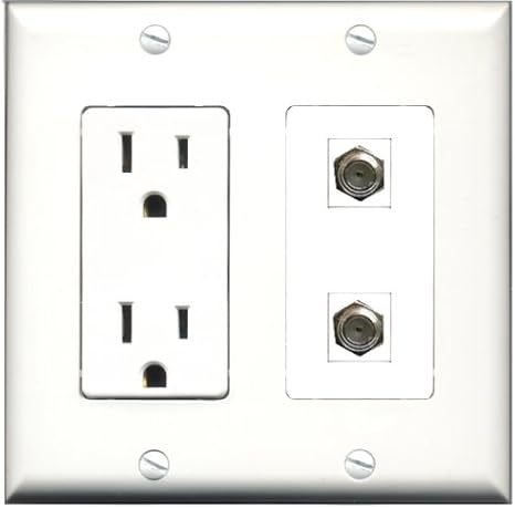 Amazon Com Riteav 15 Amp Power Outlet 2 Port Coax Cable Tv F