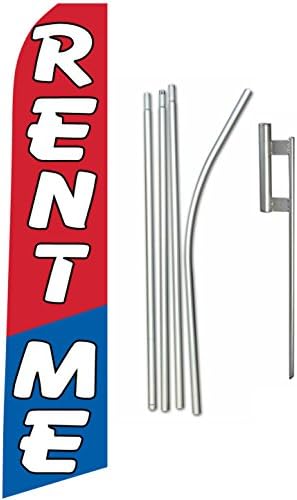 Rent Me Feather Flag Kit | 15 Ft. | Ground Spike and Pole Included | Real Estate Commercial Feather Flag