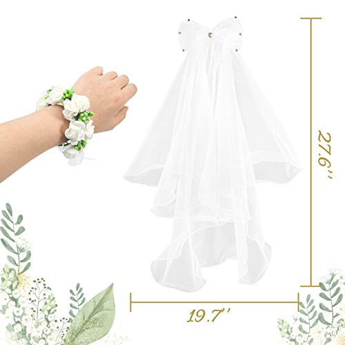 3 otters Flower Girl Veil, Communion Veils for Girls Lace Flower Veil Girls First Communion Veils Children\'s Wedding Veil with a White Wristband