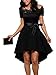 Dreaweet Women's Off Shoulder Lace Boat Neck Vintage Cocktail Party Wedding Dresses Black Medium