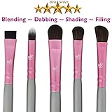 Star Beauty Eye Shadow Brush Set 5pcs ESSENTIAL Premium Quality Synthetic Brushes for EyeShadow Crease Application-Blending-Shading-Dabbing-Filling-Defining. BEST SELLER to achieve glamorous looks.