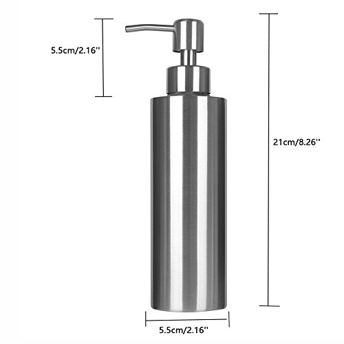 BTMB 304 Stainless Steel Liquid Soap & Lotion Dispenser Pump Bottle for Kitchen and Bathroom (350ml/11.9 Oz) - Thumbnail 4