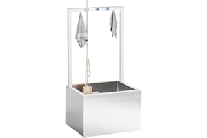 TONGMO Stainless Steel Floor Mop Sink, Mop sink with Cleaning Tool Rack (23.6" x 23.6" x 13")