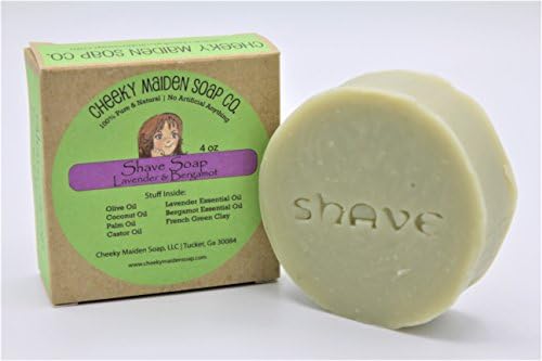 Cheeky Maiden Shave Soap 100% Natural Handmade with Saponified Oils of Olive, Coconut, Sustainable Palm, Castor Oil, French Green Clay, Bergamot, Lavender Essential Oil 4.5 oz Made in USA