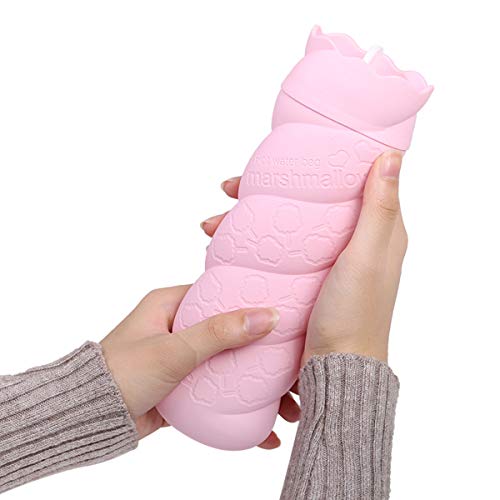 2 in1 Microwave Heating Bottle Silicone Hot Water Bag/Refrigerator Cold Ice Bag for Pain Relief, Hot & Cold Therapies - Gift for Birthday, Christmas, Valentine's Day, Gift (Pink with Cover) - Thumbnail 2