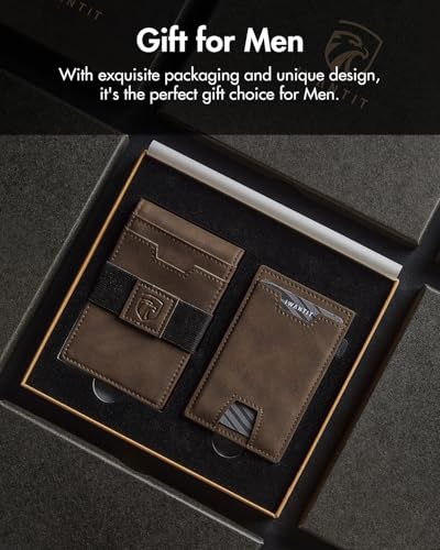 3-in-1 Magnetic Magsafe Wallet for Men, Pop Up Bifold Wallet, RFID Blocking Minimalist Front Pocket Card Holder, Holds 6-7 Cards & Cash, Ultra Slim, Ideal Gift for Men (Brown)