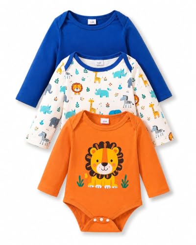MAISON LOVIN Preemie Baby Boy Clothes Long Sleeve Bodysuits 3 Pack Safari Animal Print Infant Outfit at Amazon