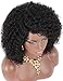 Kalyss Black Curly Synthetic Hair Wig Afro Kinky Curly Wigs for Black Women Curved L Part Natural Looking Hair Wigs for Womens Daily Wear Hairpiece