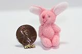 Dollhouse Miniature Toy - Adorable Little Pink Stuffed Bunny Rabbit