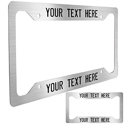 United Craft Supplies Custom License Plate Frame - Heavy Duty Stainless Steel License Plate Frame Personalized w/ 10 Font Options | Silver
