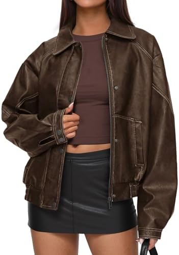 Flixxo Y2K Faux Leather Jacket Women Dark Academia Oversized