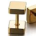 2pcs 6mm Gold Cube Barbell Earrings Unisex Men, Steel Cheater Fake Ear Plugs Gauges Illusion Tunnel