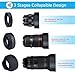 waka 58mm Lens Hood Set, Reversible Tulip Flower + 3 Stages Collapsible Rubber Lens Hood + Center Pinch Lens Cap with Cap Keeper Leash + Microfiber Cleaning Cloth