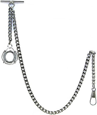 Albert Chain Pocket Watch Curb Link Chain Antique Silver Plating Lifebuoy Fob T Bar AC35