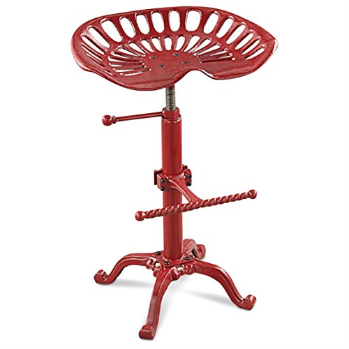 CASTLECREEK Farmhouse Tractor Seat Adjustable Bar Stool, 250 lb. Capacity, Red