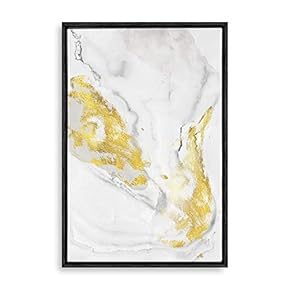 Framed Canvas Home Artwork Decoration Golden Abstract Art Canvas Wall Art for Living Room, Bedroom - 16x24 inches
