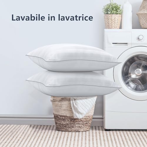 TESQ Bed Pillows 50 x 70 cm, Set of 2 Soft and Comfortable Pillows, Luxury Hotel Quality, Breathable and Hypoallergenic, Ideal for Side Sleepers, Back and Belly Down, Washable