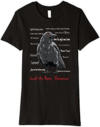 Womens Edgar Allan Poe Shirt- The Raven Quoth the Raven Nevermore XL Black
