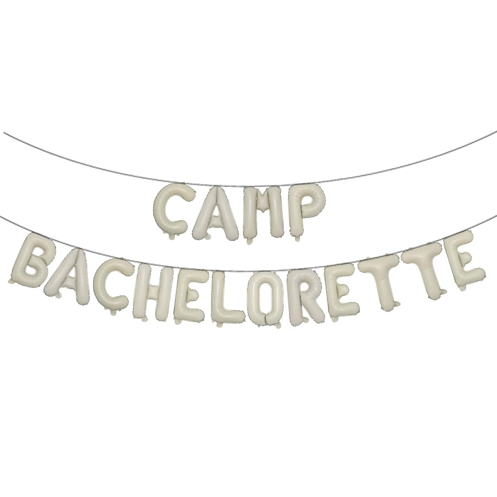 Photo 1 of Camping Bachelorette Party Decorations Multicolor Camp Bachelorette Balloons Happy Camper/Weekend In The Woods/Lake Hiking/Mountain Themed Engagement Bridal Shower (CAMP BACHELORETTE Cream)