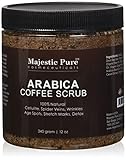 Arabica Coffee Scrub From Majestic Pure Helps Reduce Cellulite, Wrinkles, Stretch Marks, Spider Veins, Acne & Age Spots, 100% Natural Treatment & Care, Skin Detox, 12 Oz, Try Risk Free Today!