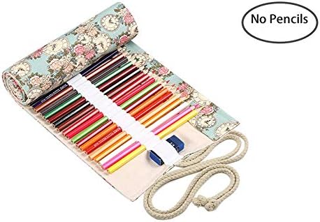 MOCAA Canvas Colored Pencil Case Roll Wrap 72 Slot-Adult Coloring Pencil Holder Organizer,NO Pencils (P14)