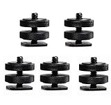(5 Packs) Fotasy Hot Shoe to 1/4 Adapter, Camera Hot Shoe Mount Adapter, Flash Shoe to 1/4"-20 Male Post Adapter with Locking Disk