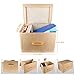 ACMETOP Collapsible Storage Bins with Lids - Large Stackable Storage Cubes Boxes Containers Organizer with Wooden Handle for Clothes, Bedding, Toys, Books, Crafts, Accessories, 2 Pack (Beige)