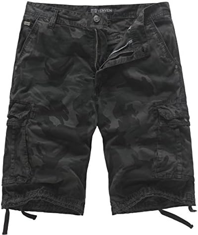 WenVen Men's Cotton Twill Cargo Shorts Outdoor Wear Lightweight (Grey Camo, 38)