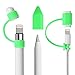 Fintie 3 Pieces Silicone Bundle Compatible with Apple Pencil 1st Generation, Soft Protective Cover Accessories Pencil Cap Holder with Nib Cover, Cable Adapter Tether, Green Glow in The Dark