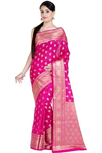 Chandrakala women s pink kataan silk banarasi saree