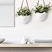 LA JOLIE MUSE Wall Hanging Planters - Modern Wall Decor 7.5 X 5.7 Inch Unglazed Ceramic Air Plant Holder Indoor, Succulent Pot with Leather Strap, Set of 2 White