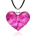 Chuvora Hand Blown Venetian Murano Glass Rose Pink Heart Shaped Pendant Necklace, 18-20 inches