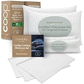 Coop's Cool+ Cooling Pillowcase Set &amp; Original Pillow King Bundle, Set Includes (1) Set of 2 Cool+ Cooling Pillowcases, White and (2) Original Pillow