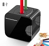 FORHOMER Electric Pencil Sharpener (Classic Black), Best USB or Battery Operated for No.2 and Colored Pencil at School, Home, Office, Studio