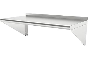 STEELBUS Stainless Steel Shelf 12x48 Inches, NSF Commercial Metal Wall Mounted Rack Shelves,Floating Shelving for Restaurant, Food Truck, Kitchen,Garage,Washrooms,Home&Hotel