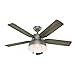 Hunter Fan Company, 59308, 52 inch Mill Valley Matte Silver Indoor / Outdoor Ceiling Fan with LED Light Kit and Pull Chain