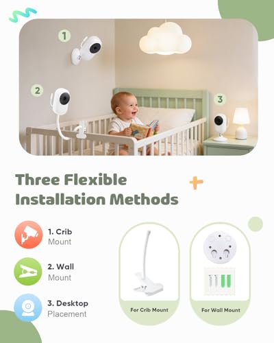 Wireless Baby Monitor No WiFi Needed: 2.8" Portable Camera with Clip Mount, 1080P HD Video, 940nm Invisible Night Vision, VOX Mode, 2-Way Audio, Temperature Sensor & Lullabies