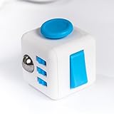 LPVLUX Fidget Stress Dice Toy Cube – The Premium Fidget Dice Anti-anxiety, Depression, Stress, ADD & ADHD Cube for Children / Adults (White/Blue)