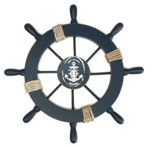 PiggiesC Fishing Net Shell Room Decor Nautical Beach Wooden Boat Ship Steering Wheel