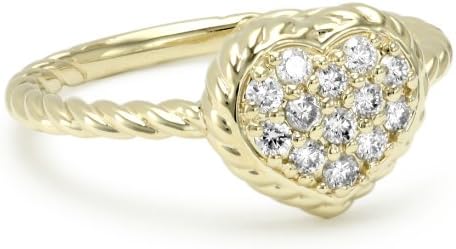 KC Designs "Twist" 14k Yellow Gold and Diamond Heart Shape with Braided Detail Ring, Size 7