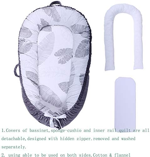 Babynest Bed Portable for Newborn Baby Soft Breathable Baby Snuggle Nest Sleep Cot Crib Cocoon Lounger/Washable,31.419.6" (Leaf)