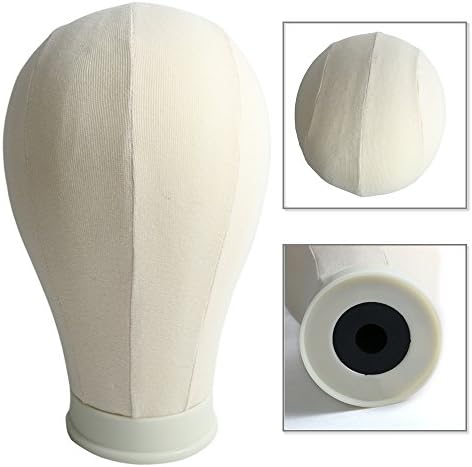 Canvas Block Head For Wig Display，Making and Styling Canvas Wig Block Head Professional Mannequin Display Head With Mounting Hole (22" Beige)