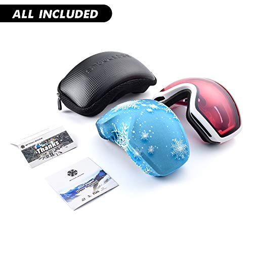 Snowledge Ski Snowboard Goggles with UV400 Protection, OTG Skiing Snowboarding Goggles of Double Spherical Lens with Anti-Fog Ski Goggles for Men, Women, Helmet Compatible Snow Goggles - Thumbnail 4